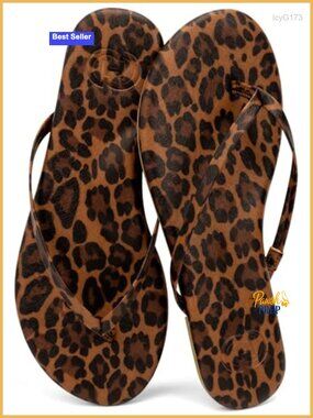 Women's Flip Flops with Arch Support Memory Foam Faux Leather